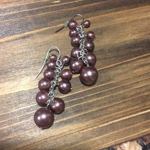Plum beaded dangle earrings!!
